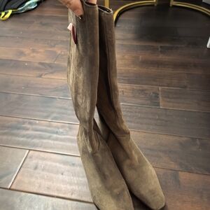 Vince Camuto Taupe Suede Knee-High Heeled Boots